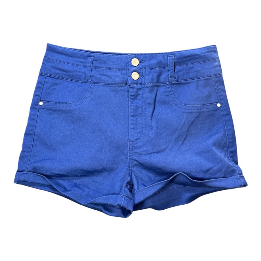 Love Fire Royal Blue High Waisted Denim Shorts Cuffed Size 9
